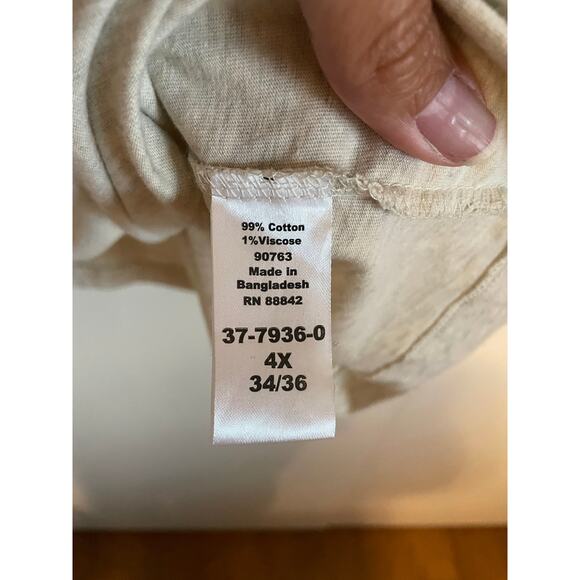 Woman Within Perfect Elbow-Sleeve Square-Neck Tee Cream cotton lightweight 4X - Picture 7 of 8